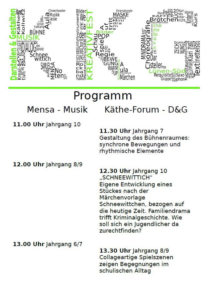 Das Programm beim Kreativfest am 4.3.!